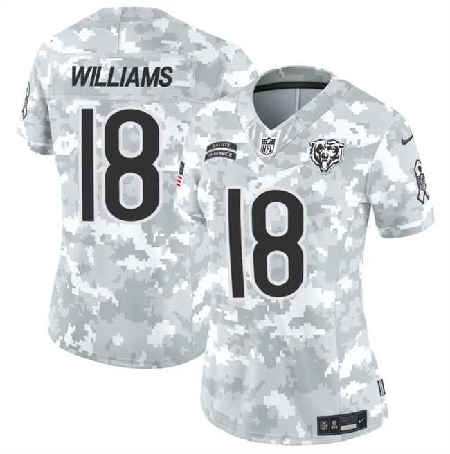 Women%27s Chicago Bears #18 Caleb Williams 2024 F.U.S.E Arctic Camo Salute To Service Limited Stitched Jersey Dzhi->chicago bears->NFL Jersey